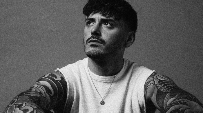 Musician Billy Reekie in black and white